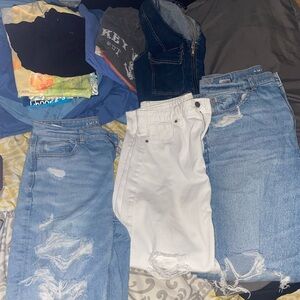 3 Women’s Jeans Size 8-10 and 7 shirts